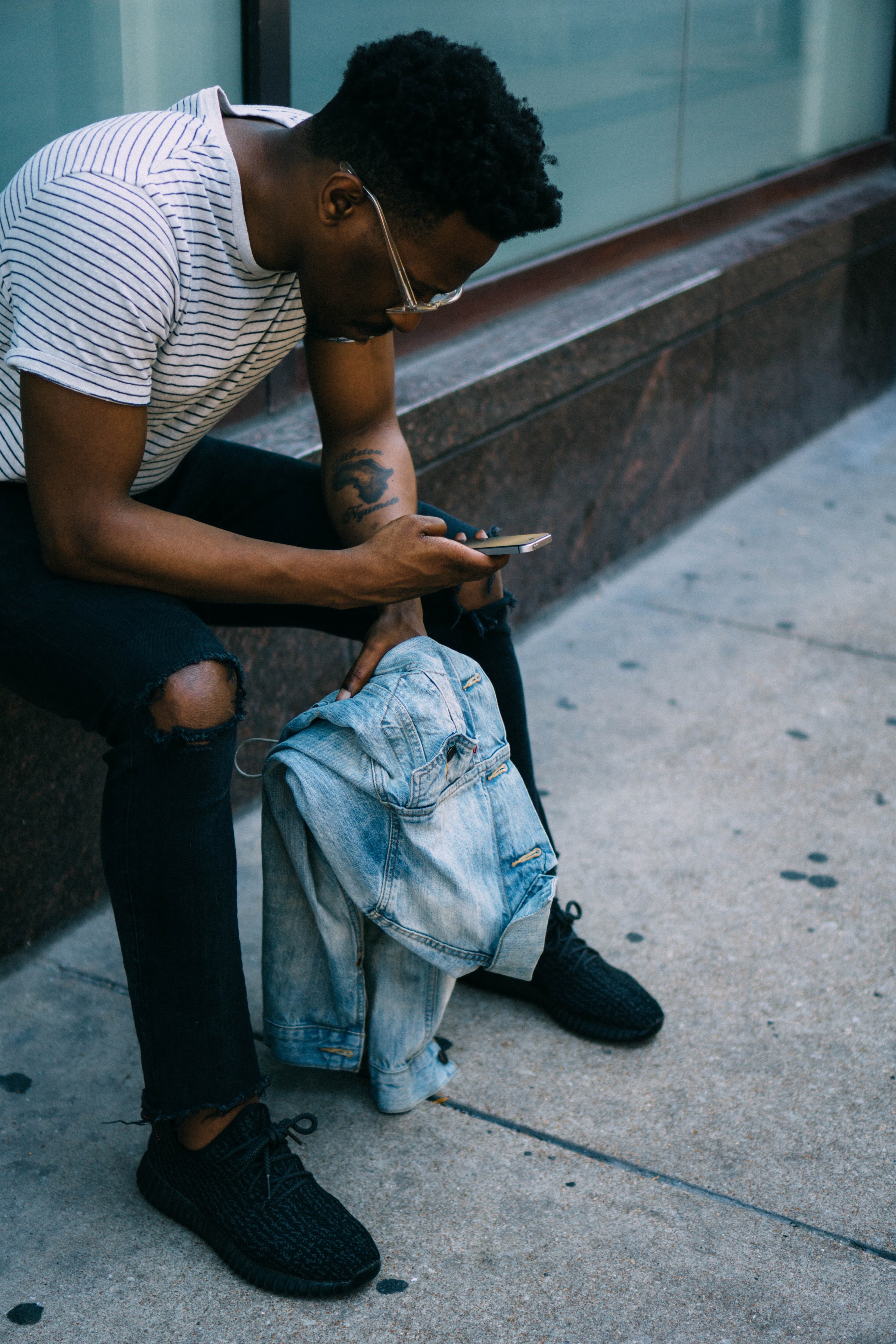 woman looking at phone